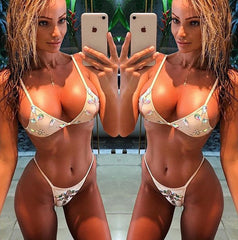 Sparkling Women's Diamond-Embellished Push-Up Bikini Set - Luxurious Crystal Brazilian Swimwear for Adults