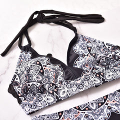 Vibrant Printed High-Elasticity Split Bikini