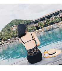 One Piece Swimsuit Cover Belly Lace Hollow