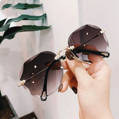 Chic Rimless Polygonal Sunglasses for Women