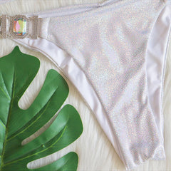 Glittering Halter Neck Bikini Set with Ties