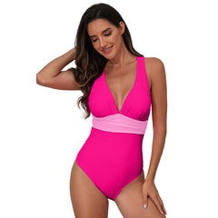 Women's Minimalist And Versatile Cross Shoulder One-piece Swimsuit