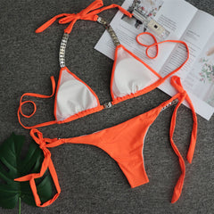 Chic Strapless Solid Color Bikini Set