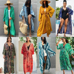 Stylish Printed Loose-Fit Sun Protection Bikini Cover-Up Top