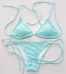 Chic Plus Size Solid Color Bikini Swimsuit