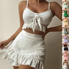 3pcs Beach Bikini With Hip-hugging Skirt Fashion Ruffle Design