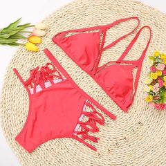 Strappy Backless Bikini Set