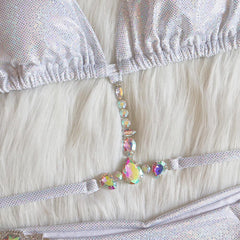 Glittering Halter Neck Bikini Set with Ties