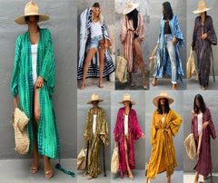 Stylish Printed Loose-Fit Sun Protection Bikini Cover-Up Top