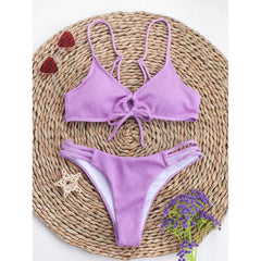 Women's Pure Color Bikini Solid Color Swimsuit With Chest Pad