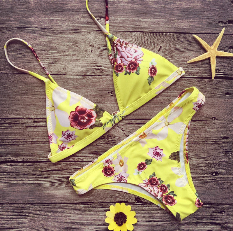 Yellow Floral Bikini Set
